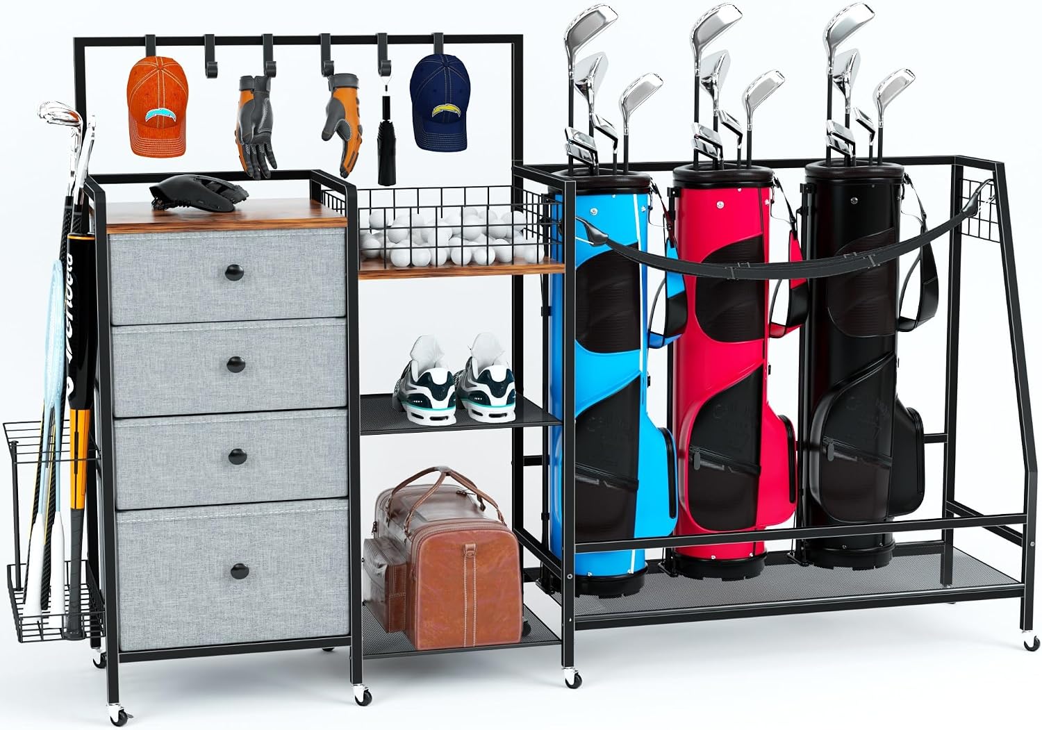 Golf Equipment Garage Organizer - Soporte de Almacenamiento Extra Grande para