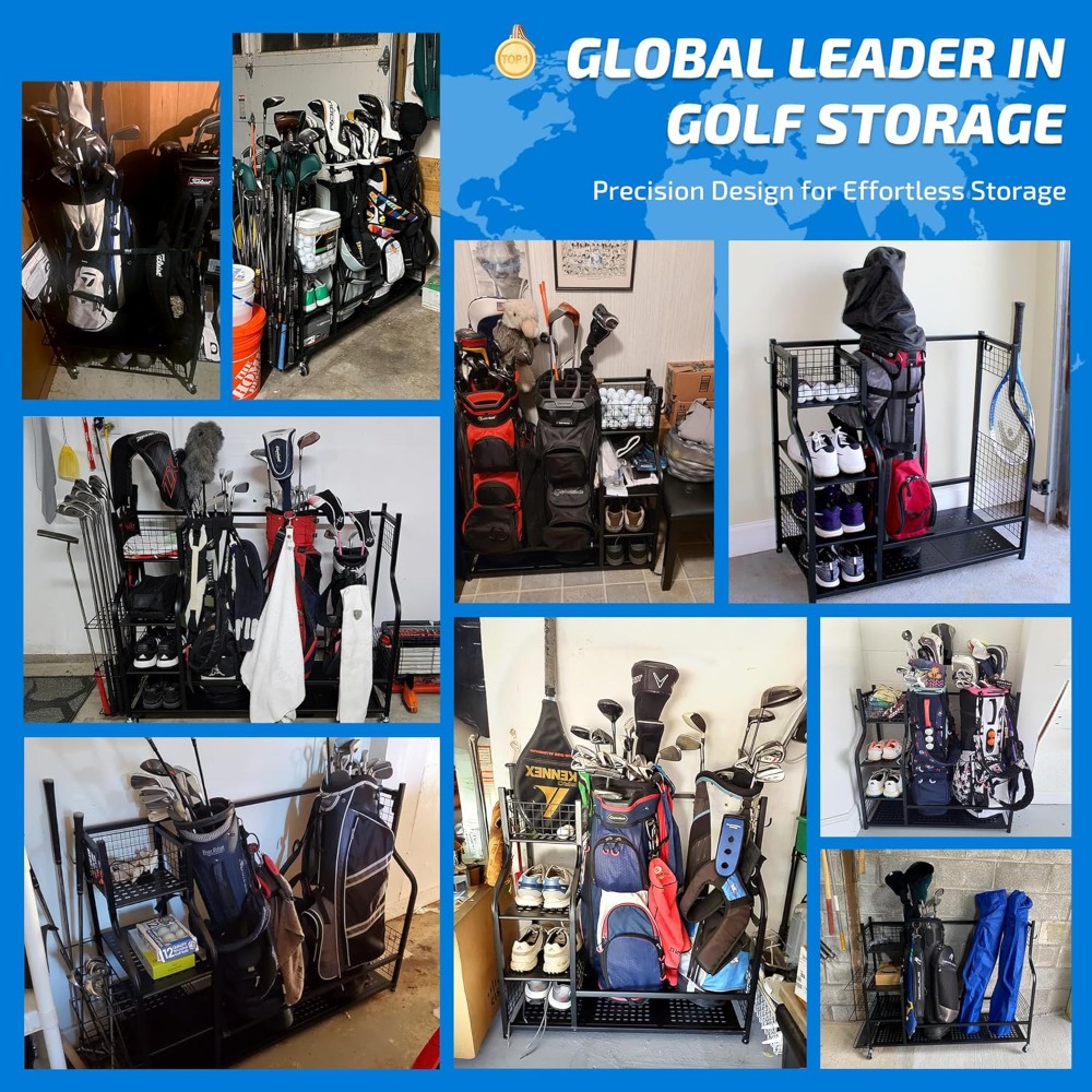 Golf Equipment Garage Organizer - Soporte Extra Grande para Bolsas de