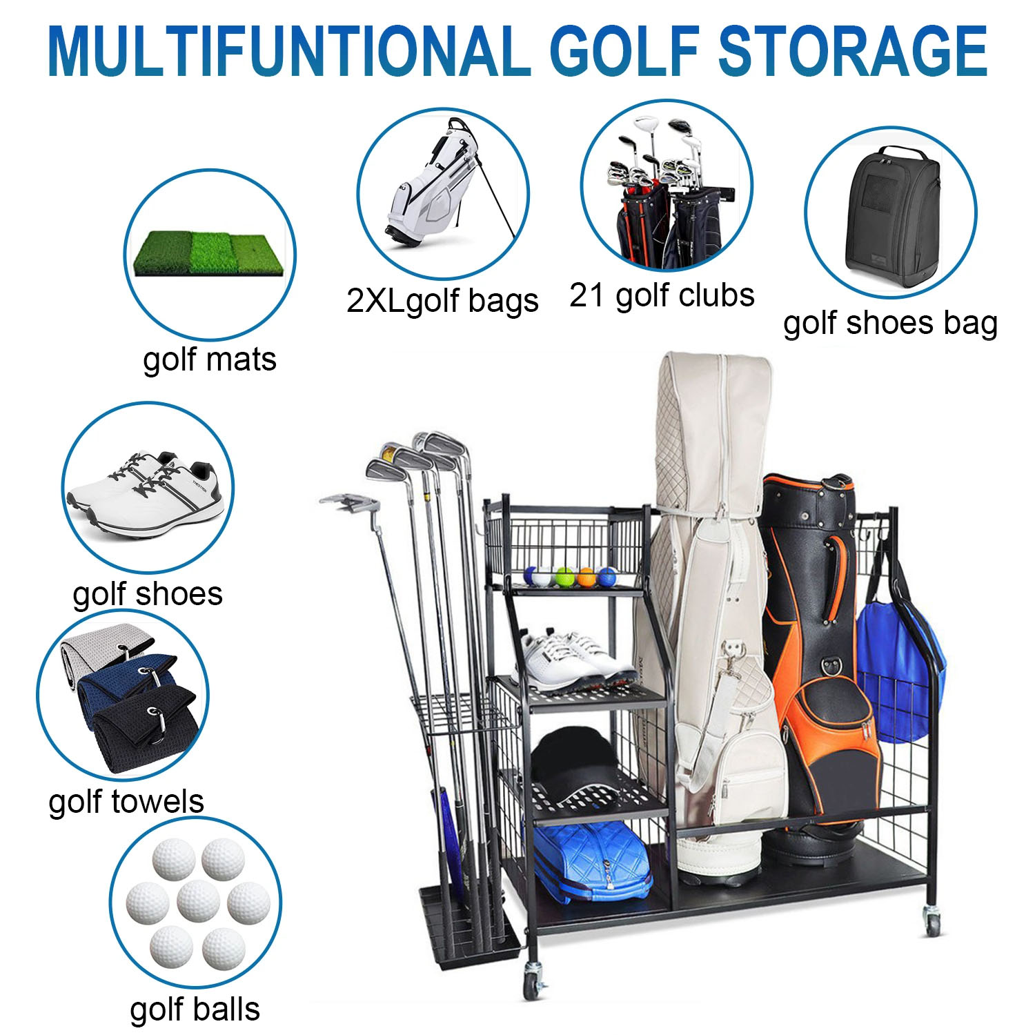 Estante organizador de garaje  - Golf Equipment Garage Organizer reseña y precio