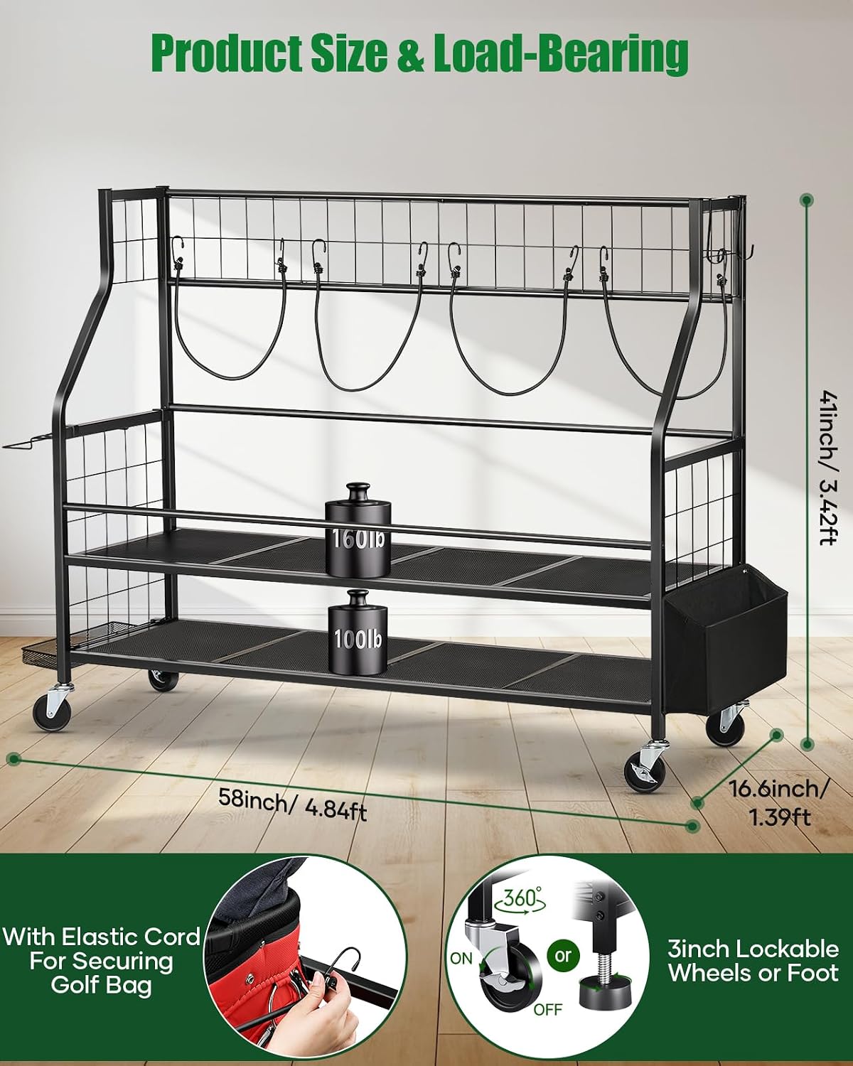 Organizador de bolsas de golf  - Golf Equipment Garage Organizer reseña y precio