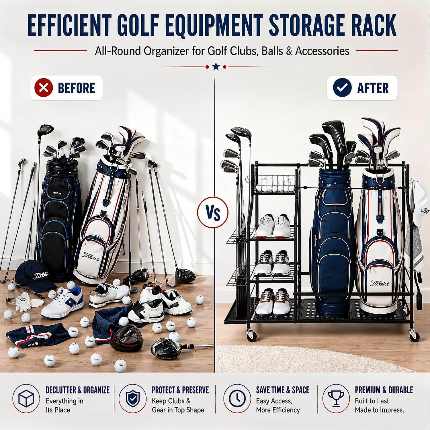 Estante de almacenamiento de b - Golf Equipment Garage Organizer reseña y precio