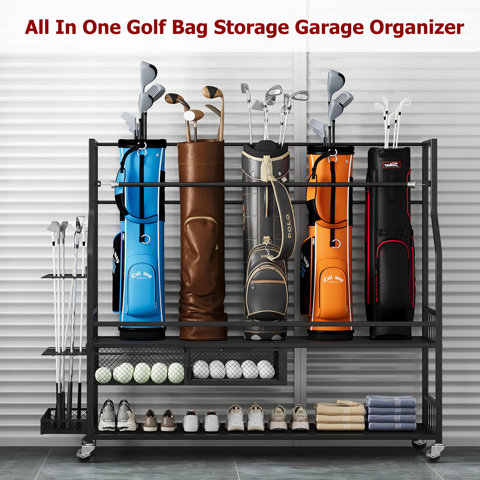 Organizador de bolsas de golf  - Golf Equipment Garage Organizer reseña y precio