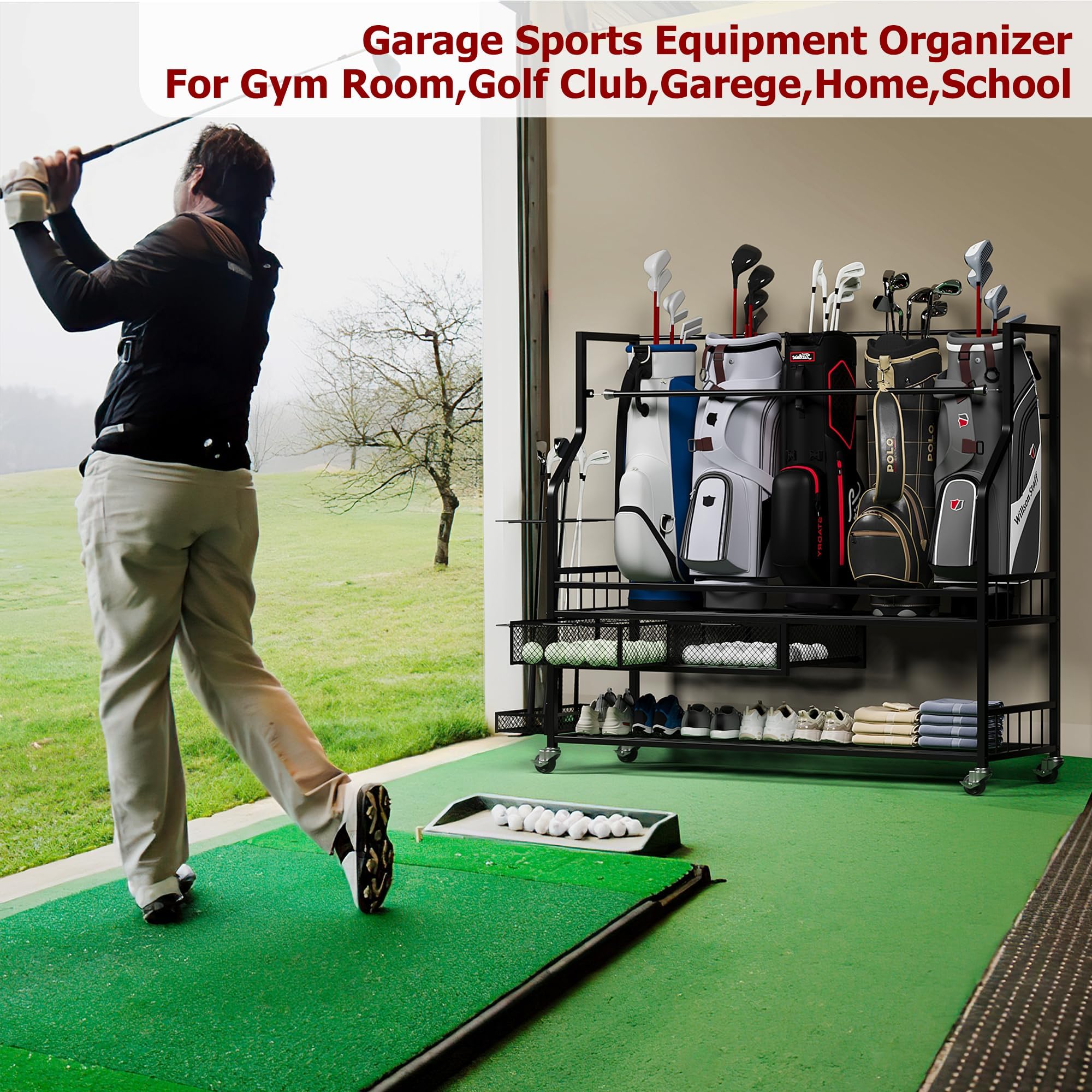 Organizador de bolsas de golf  - Golf Equipment Garage Organizer reseña y precio